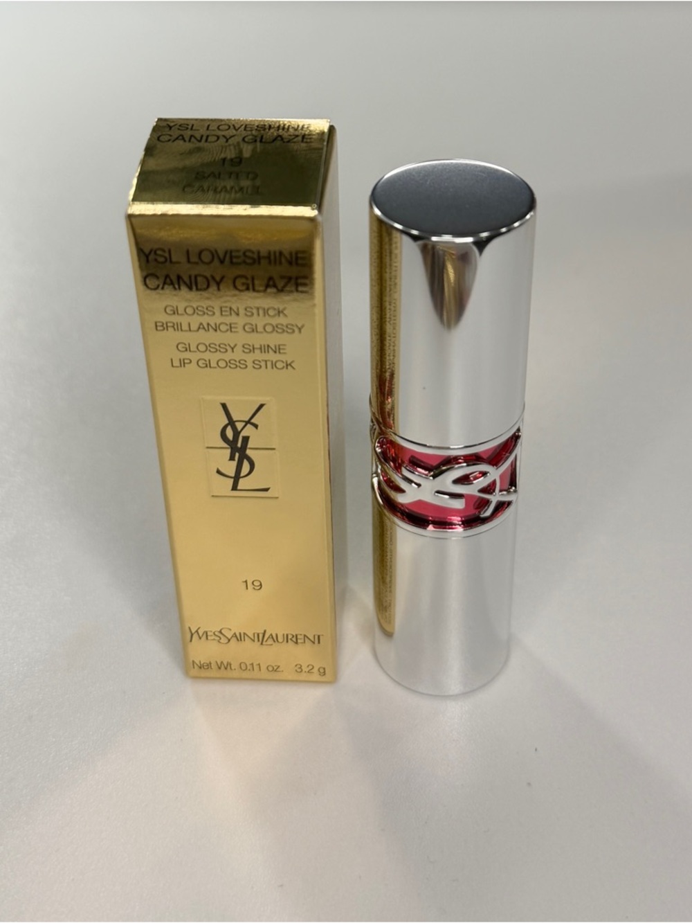 NEW YSL Lacquered Candy Glaze Lip Gloss Stick in Salted Caramel (19)